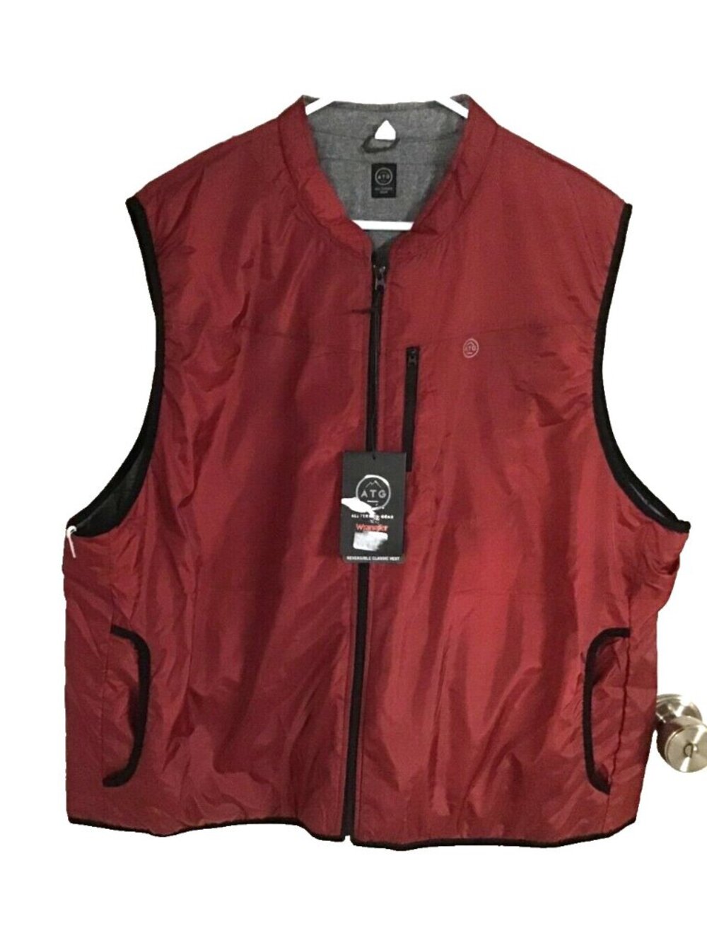 Wrangler All Terrain Gear Mens 2XL Red Gray Reversible Vest